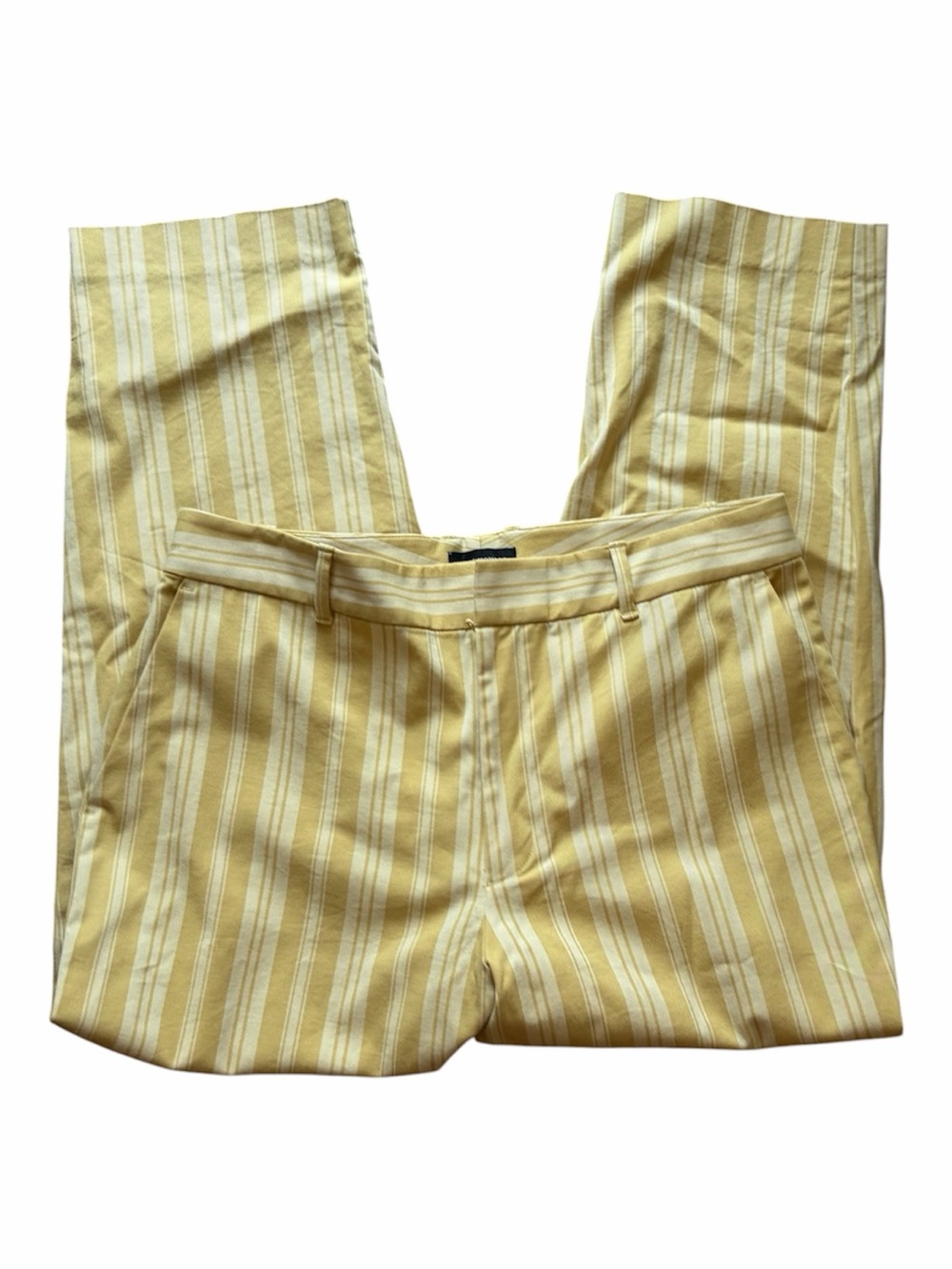 Club Monaco Yellow White Striped Ankle Straight Leg Pants Tailored Trousers
